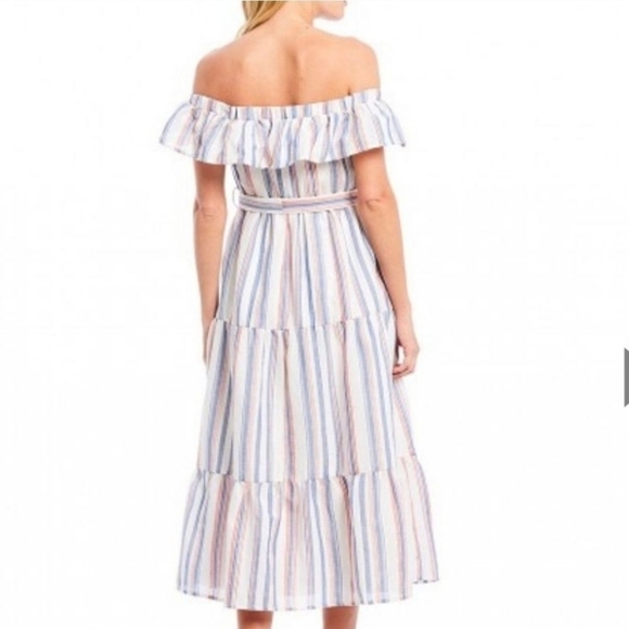 English Factory Striped Off Shoulder Midi Dress S - Picture 3 of 8